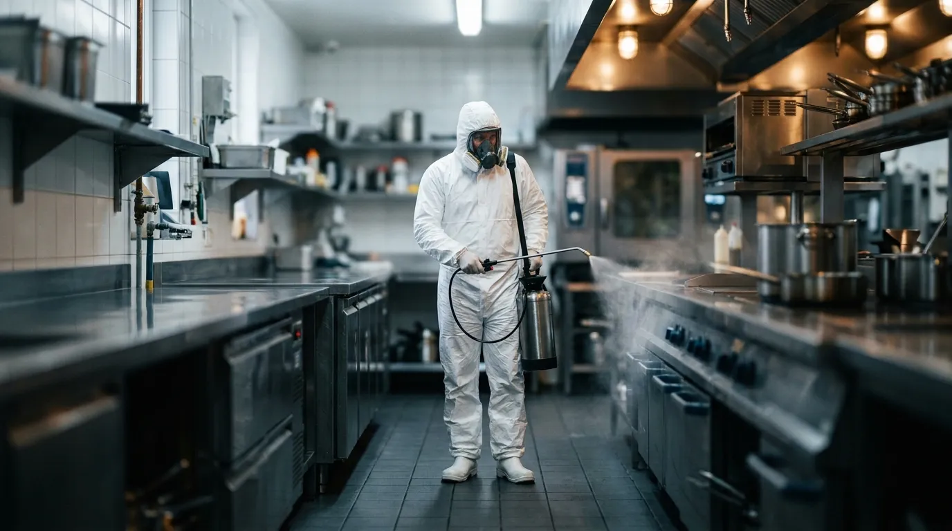 Désinsectisation professionnelle dans une cuisine de restaurant